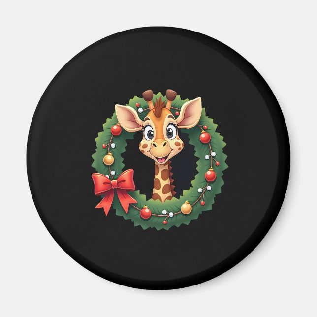Aimant Funny Animal Giraffe Meme Face Festive Xmas T-Shir (Devant)