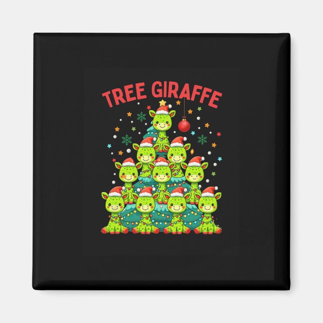Aimant Funny Arbre de Noël Giraffe Giraffes de vacances S (Devant)