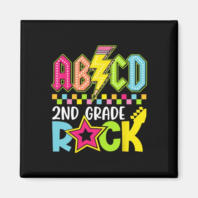 Aimant Funny Back To School Lightning Bolt 2nd Grade Rock (Devant)