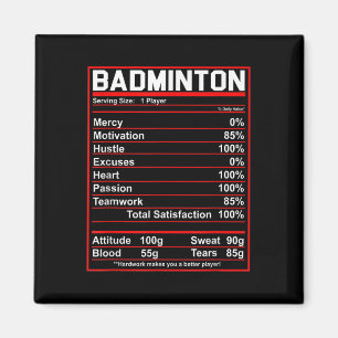 Aimant Funny Badminton Nutrition Facts Shuttle
