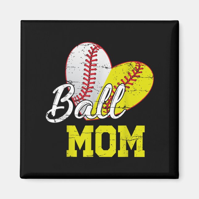 Aimant Funny Ball Mom Softball Baseball For Women Mothers (Devant)
