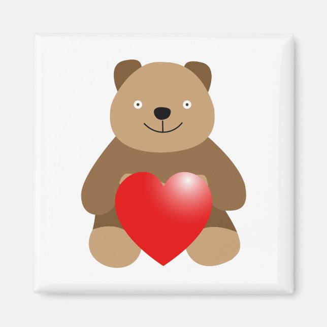 Aimant Funny bear with a heart (Devant)