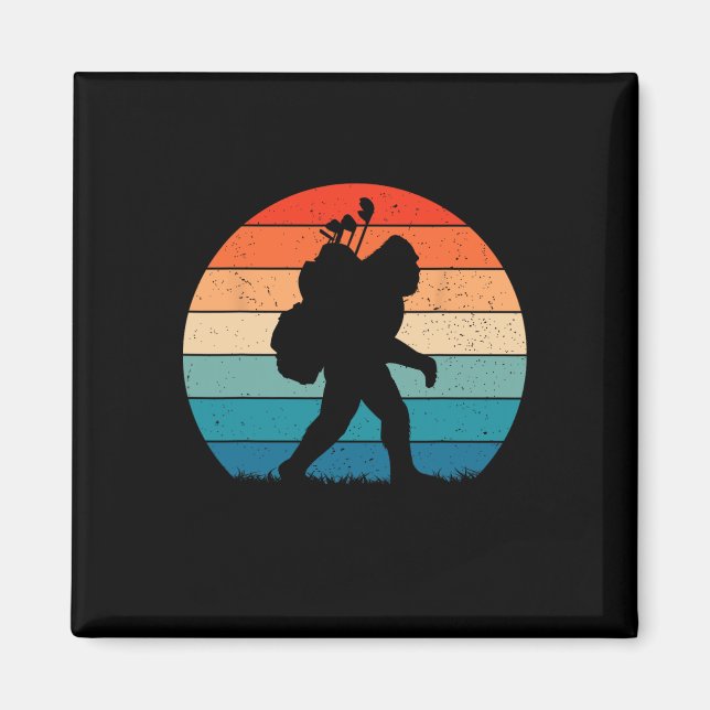 Aimant Funny Bigfoot Golf Vintage Retro Sasquatch (Devant)