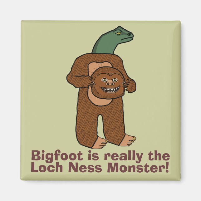 Aimant Funny Bigfoot Loch Ness Monster (Devant)