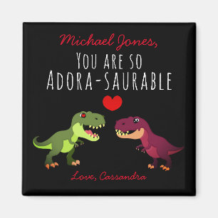 Aimant Funny Black Dinosaur Couple Pun Valentines Jour Lu