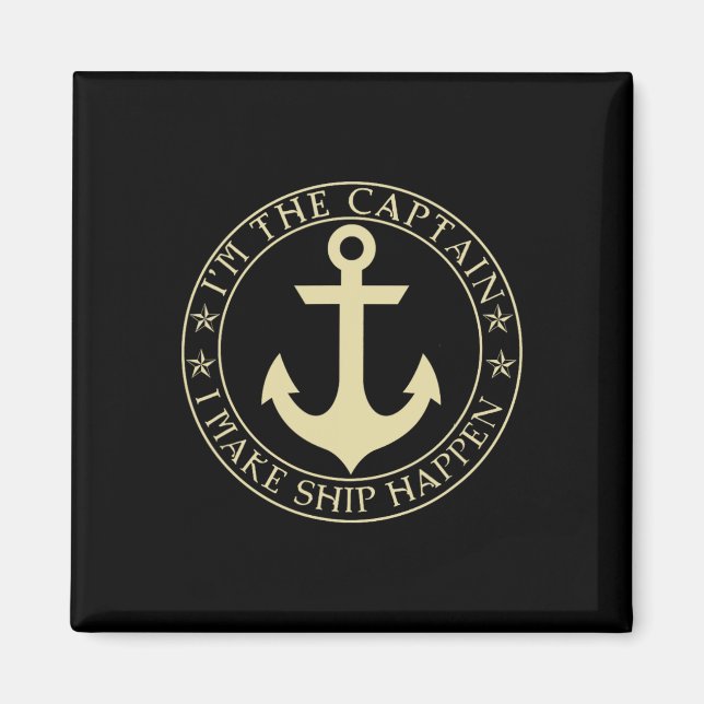 Aimant Funny Boater Je suis Le Capitaine que je fais bate (Devant)