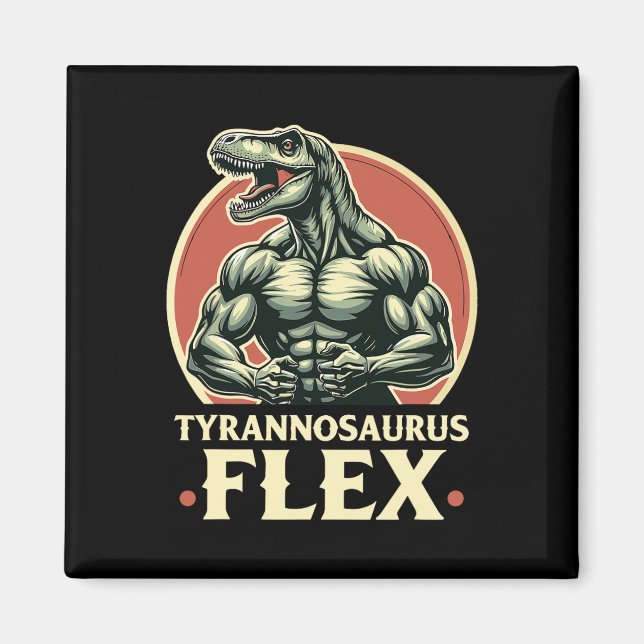 Aimant Funny Bodybuilder Tyrannosaurus Flex Gym T-rex Din (Devant)