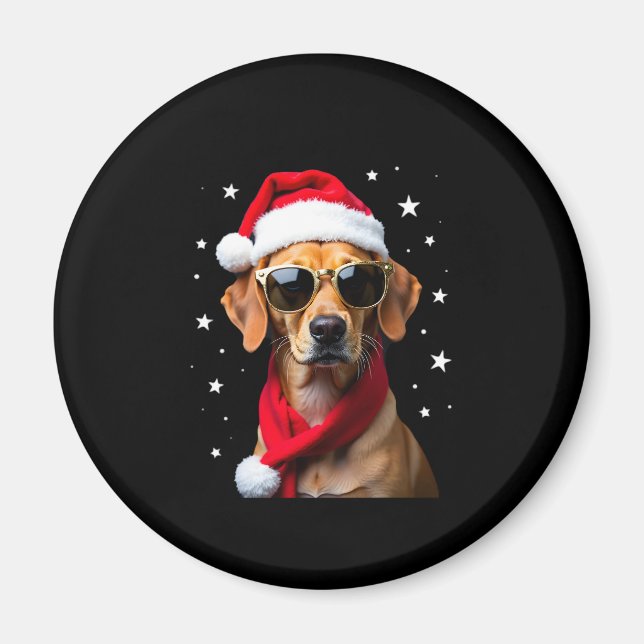 Aimant Funny Boxer Dog Christmas Lights Xmas Outfit Pajam (Devant)