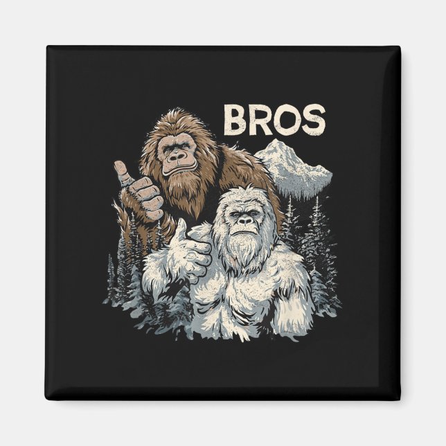 Aimant Funny Bros Bigfoot Et Yeti Brothers Sasquatch Awe (Devant)