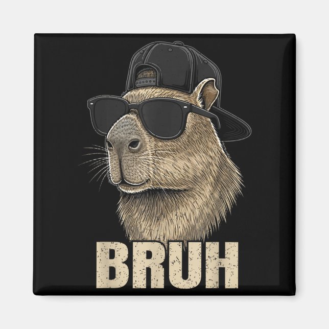 Aimant Funny Bruh Meme Capybara Lover Cool Sungles For Me (Devant)