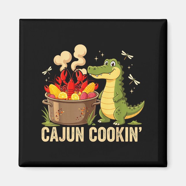 Aimant Funny Cajun Louisiana Boil Alligator Crawfish Mard (Devant)