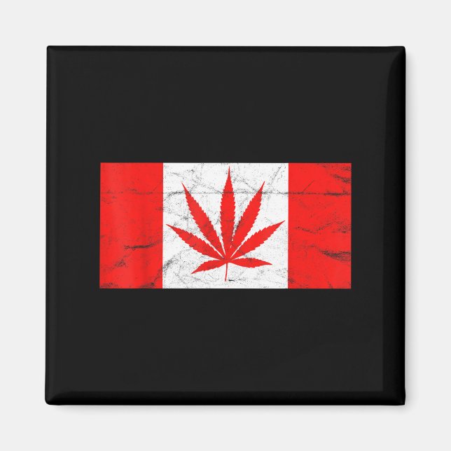Aimant Funny Canada &amp; Weed Leaf! Canadian New Flag Jo (Devant)
