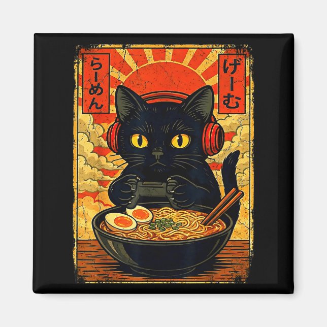 Aimant Funny Cat Gamer Men Anime Kawaii Gaming Headset Ca (Devant)