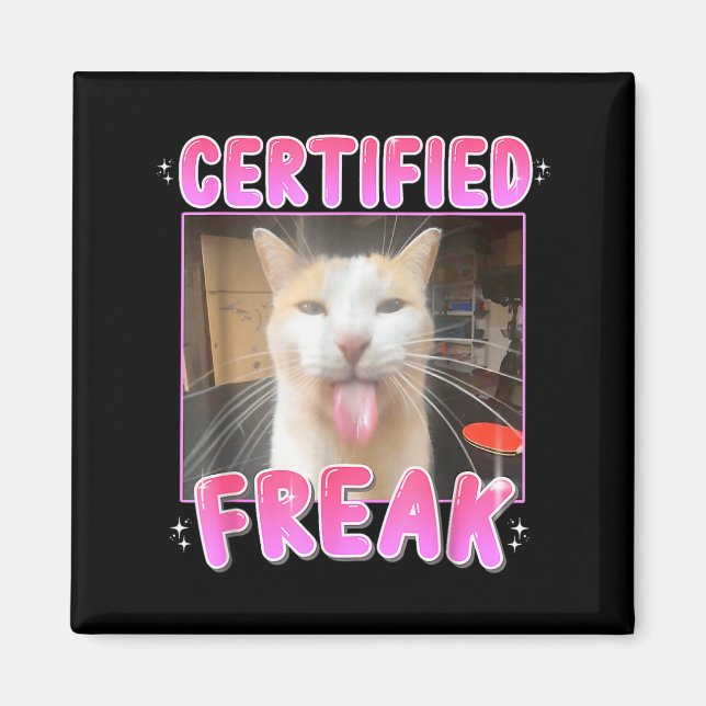 Aimant Funny Cat Lover Certified Freak Eat Cement Cursed  (Devant)