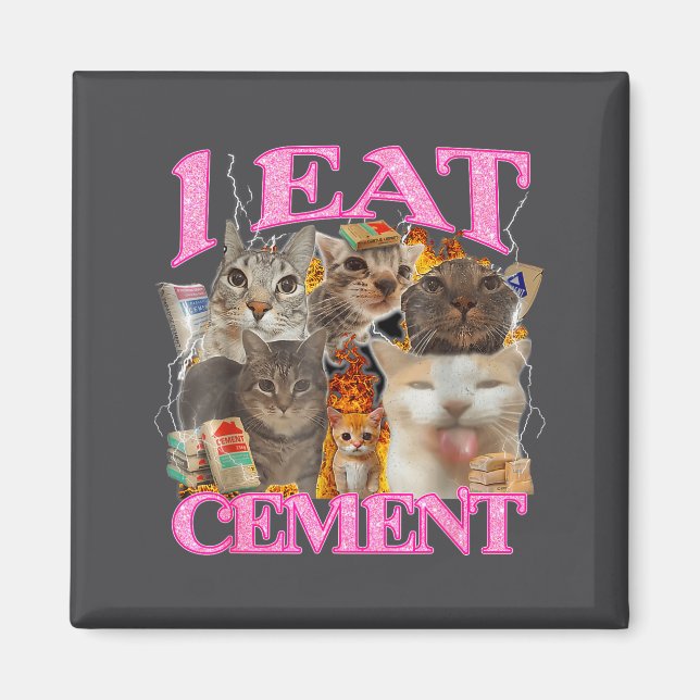 Aimant Funny Cat Meme I Eat Cement Japanese Quote Animal  (Devant)