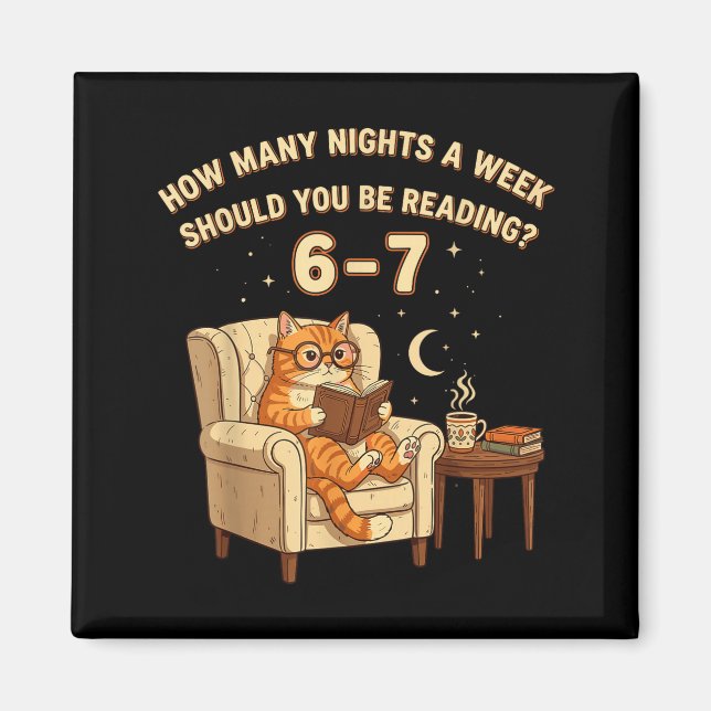 Aimant Funny Cat Reading 6-7 Meme Englieacher Book Lover  (Devant)