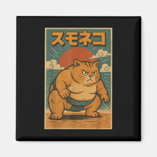 Aimant Funny Cat Sumo Wrestler japonais Art Anime Ukiyo-e