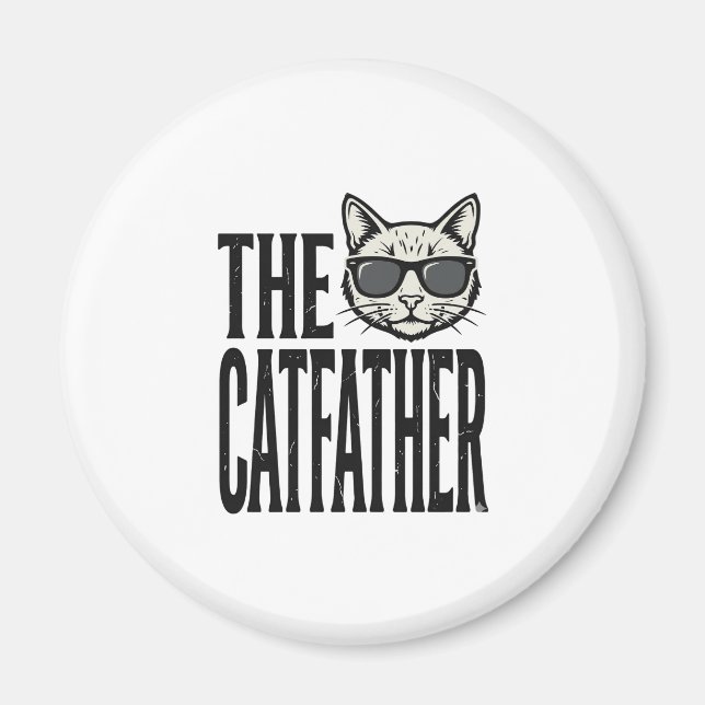 Aimant Funny Catfather Vintage Cat Quote Graphic Shirt_1 (Devant)