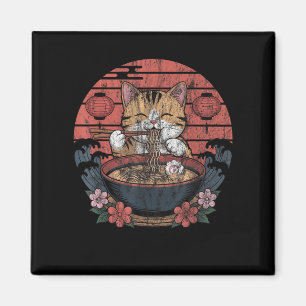 Aimant Funny Chat Ramen Graphic Tee Japonais Kawaii Anime