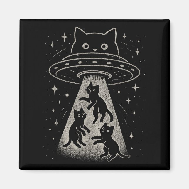 Aimant Funny Chat Ufo Cute Kitty Espace Alien Aes (Devant)