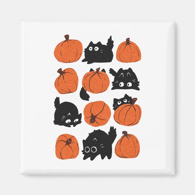 Aimant Funny Chats Retro Citrouille Super Halloween Thank (Devant)