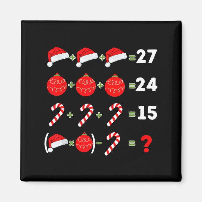 Aimant Funny Christmas 6 7 Puzzle Santa Hat Ornament Cand (Devant)