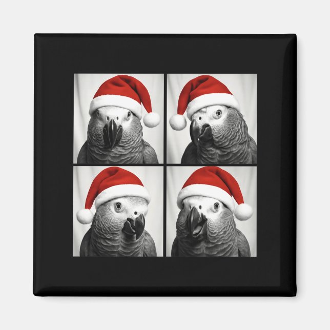 Aimant Funny Christmas African G Parrot Santa Photo Booth (Devant)