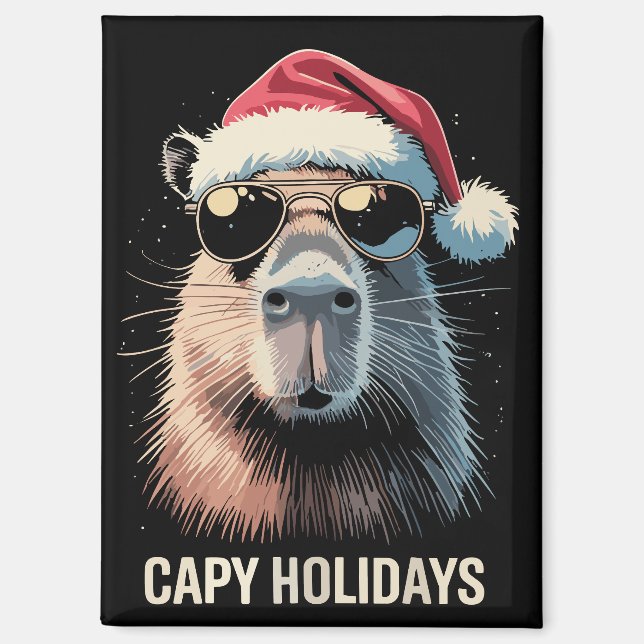 Aimant Funny Christmas Capy Holidays Xmas Capybara  (Recto)