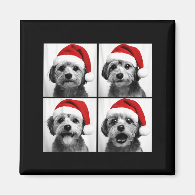 Aimant Funny Christmas Morkie Santa Dog Lover Photo Booth (Devant)