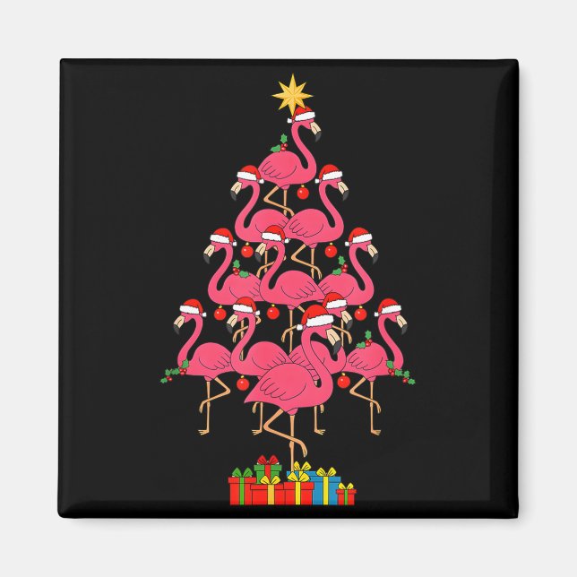 Aimant Funny Christmas Nk Flamingo Tree Holiday Bird Love (Devant)