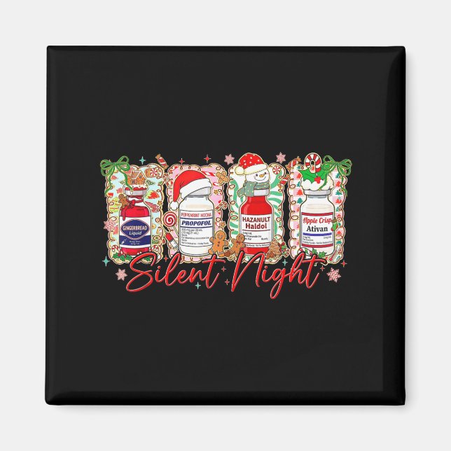 Aimant Funny Christmas Nurse Silent Night Medical Humor  (Devant)
