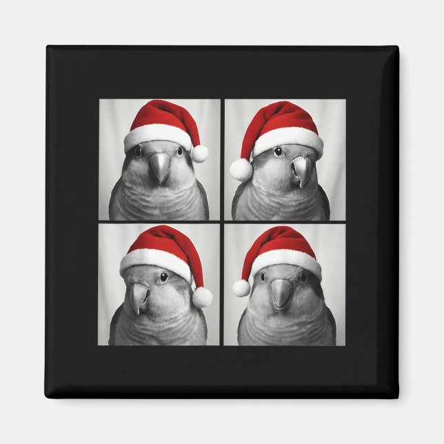 Aimant Funny Christmas Quaker Parrot Santa Photo Booth  (Devant)
