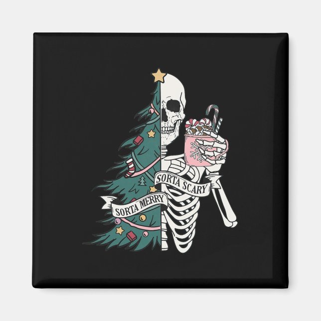 Aimant Funny Christmas Sorta Merry Sorta Scary Skeleton X (Devant)