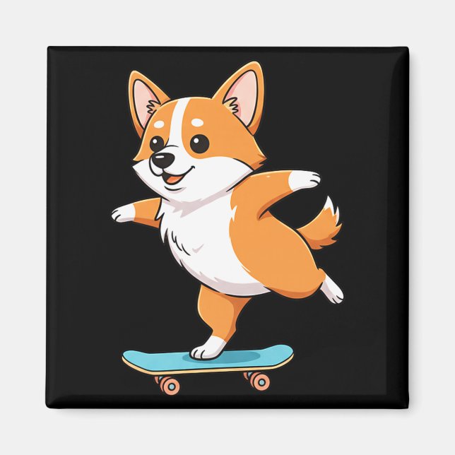 Aimant Funny Corgi Skater Skateboard Ballerina Mom Dad Ki (Devant)