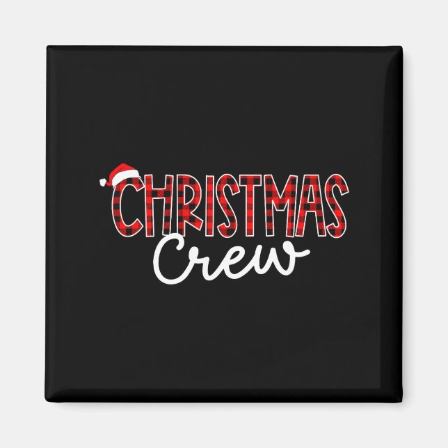 Aimant Funny Crew Santa Hat Christmas Red Plaid Xmas Fami (Devant)