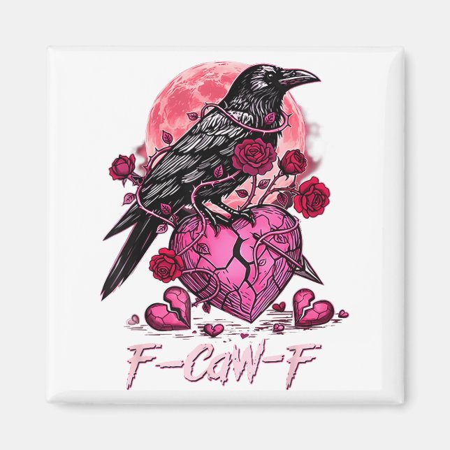 Aimant Funny Crow F-caw-f Valentines Day Black Bird Fcawf (Devant)