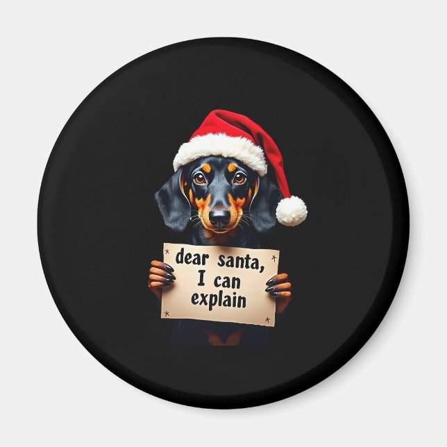Aimant Funny Dachshund Christmas Dear Santa I Can Explain (Devant)