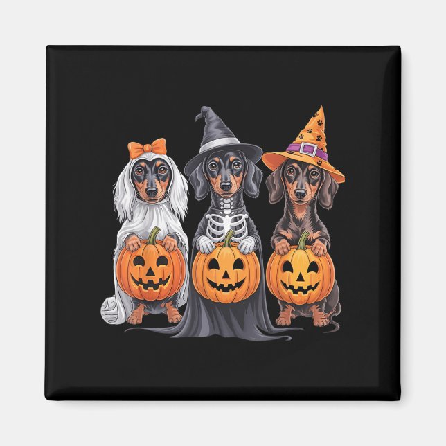 Aimant Funny Dachshund Halloween Citrouille Weenie Chien  (Devant)