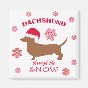 Aimant Funny Dachshund Through the Snow Christmas Dog