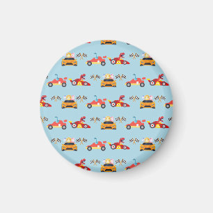 Aimant Funny Dinosaur voiture de course garçon anniversai