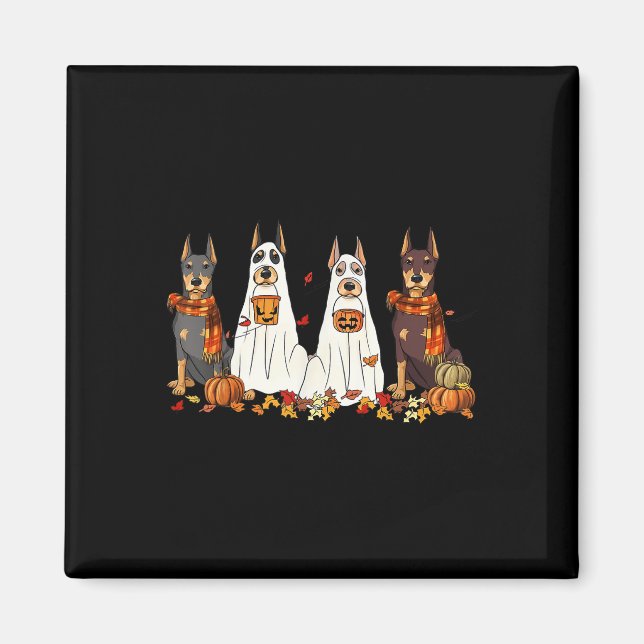 Aimant Funny Doberman Chien Ghost Automne Feuilles d'auto (Devant)