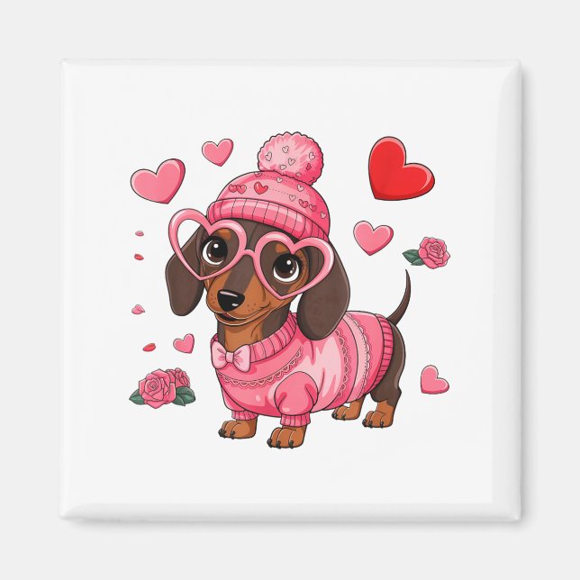 Aimant Funny Dog Dachshund Valentines Heart Dog Lover Men (Devant)
