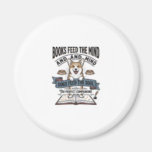 Aimant Funny Dog Reader Vintage Engraving Tee pour amateu