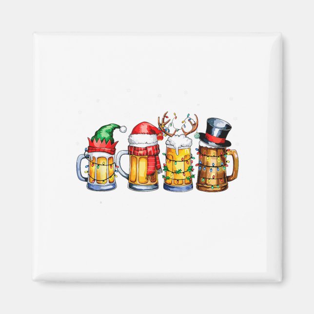 Aimant Funny Drinking Christmas Santa Beer Christmas Ligh (Devant)