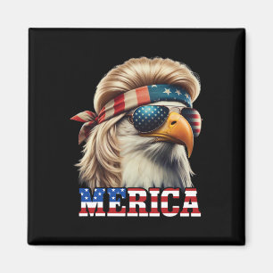 Aimant Funny Eagle Merica 4 juillet Blonde Wig Mullet Fun