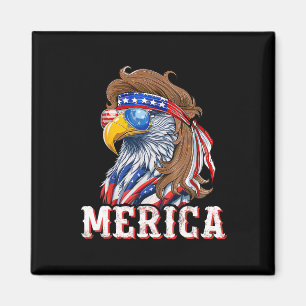 Aimant Funny Eagle Mullet 4 juillet États-Unis Drapeau M