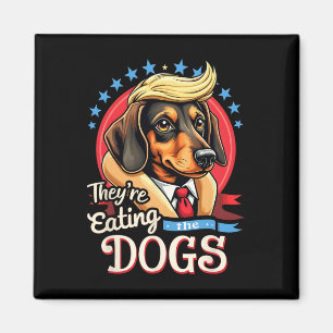 Aimant Funny Election 2024 Retro Ils mangent les chiens