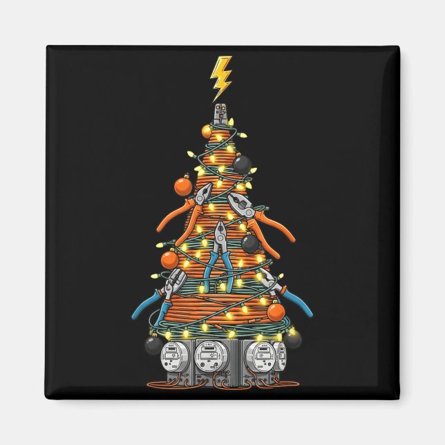 Aimant Funny Electrician Christmas Tree Xmas Graphic Men  (Devant)