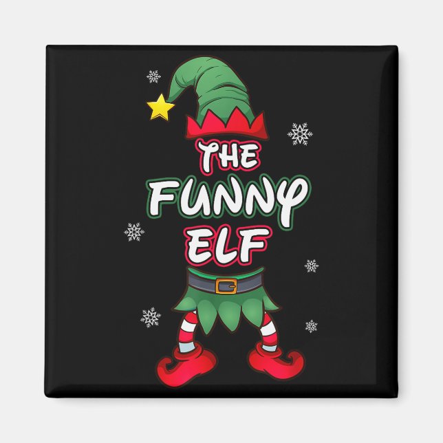 Aimant Funny Elf Christmas Pajamas Pjs Matching Family Gr (Devant)