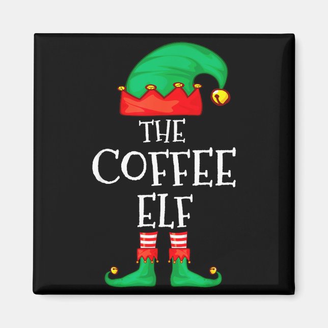 Aimant Funny Elf Family Christmas The Coffee Elf Sweater  (Devant)